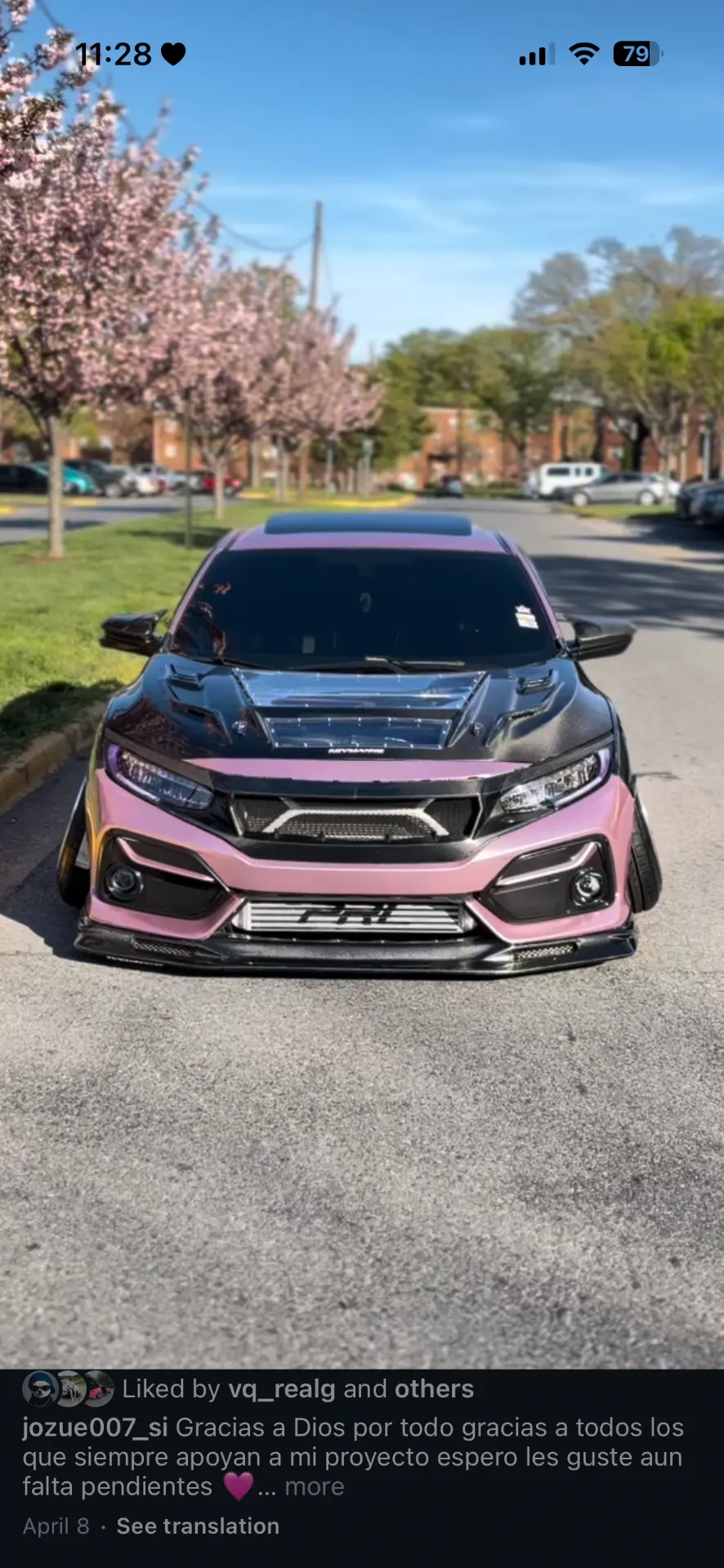 Cherry blossom custom wrapped stance car
